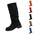 thumbnail image 1 of LTTVQM Knee High Boots for Women Comfortable Platform Chunky Heel Round Toe Riding Boots Pull-On Slouchy Casual Fashion Outdoor Walking Boots, 1 of 5