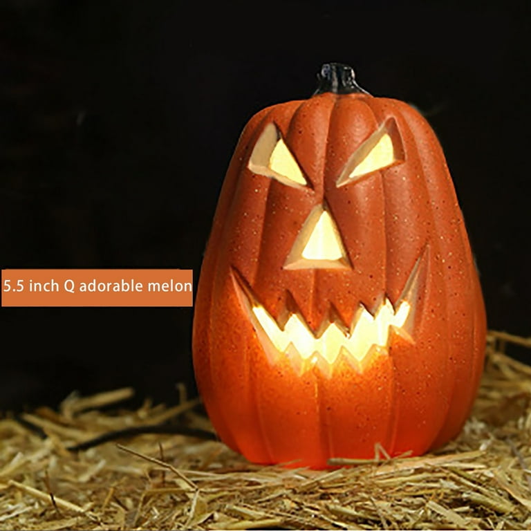 LTTVQM LED Halloween Light up Pumpkin Plastic 5.12*6.69 Inchs Jack