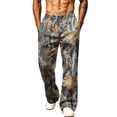thumbnail image 1 of LTTVQM Leaf Print Camouflage Full Length Pants for Men 2026 Versatile Woodland Camo Dual Side Pockets Relaxed Fit Casual Walking Trousers Camel L, 1 of 7