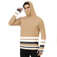 thumbnail image 1 of LTTVQM Lightweight Cooling Long Sleeve Hooded Rash Guard UPF 50+ Horizontal Stripe Printed Attached Full Face Mask Multi Scene Outdoor Sports Top Coffee S, 1 of 6