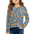thumbnail image 1 of LTTVQM Long Sleeve Shirts for Toddler Girls Size 9-10 Casual Fall Floral Print Tunic Tops Loose Fit Round Neck Pullover Holiday Shirts Light Blue 9-10 Years, 1 of 4