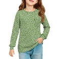 thumbnail image 1 of LTTVQM Long Sleeve Shirts for Girls Size 9-10 Fall Casual Floral Graphic T Shirts Comfy Blouses Fashion Clothes Crewneck with Pocket Green 9-10 Years, 1 of 4