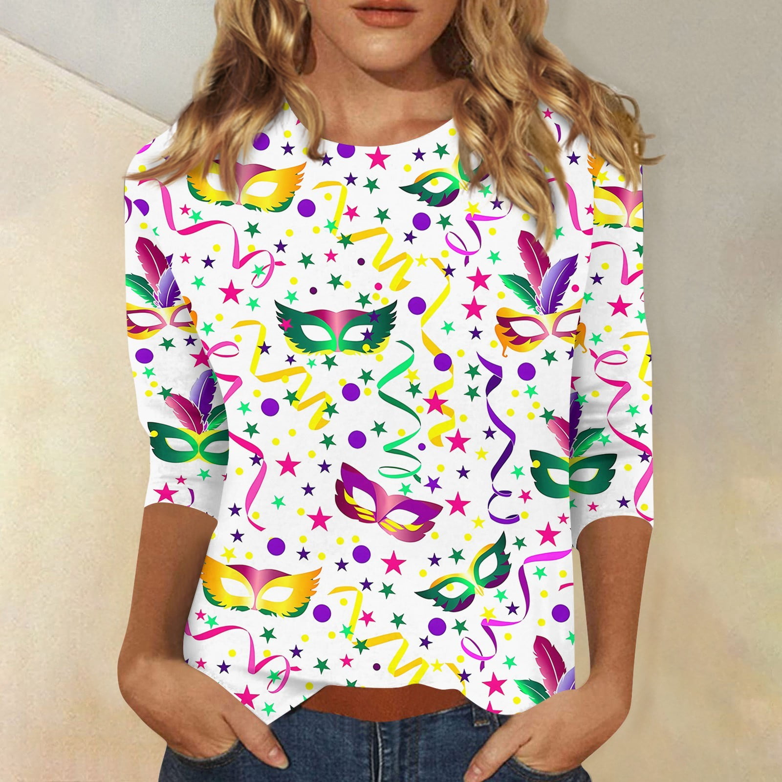 sequin mardi gras mask sweatshirt