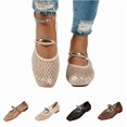 thumbnail image 1 of LTTVQM Mary Jane Shoes Women Woven Hollow Out Closed Square Ballet Flats Dressy Casual Comfortable Work Walking Shoes Beige 36(US-5.5), 1 of 5