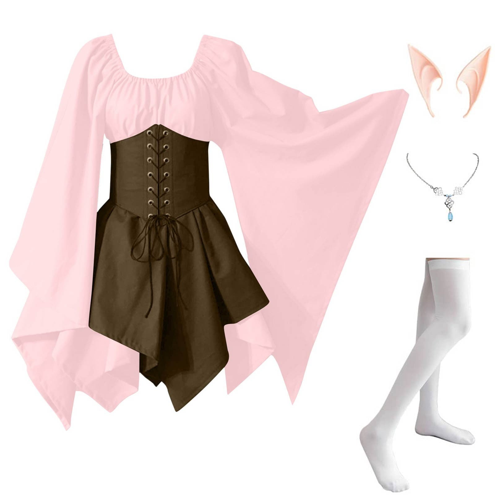 LTTVQM Medieval Dress With Trumpet Sleeves Ladies, Traditional Irish ...