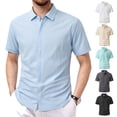 thumbnail image 1 of LTTVQM Men's 2026 Casual Button Down Short Sleeve Shirts Summer Beach Wedding Shirt Vacation Cotton Shirts Light Blue XL, 1 of 9