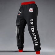 LTTVQM Mens 250 Anniversary Sweatpants Patriotic Drawstring Elastic Waist 1776-2026 Sports Pocket USA Flag Graphic Street Cuffed Joggers Pants Black 2XL