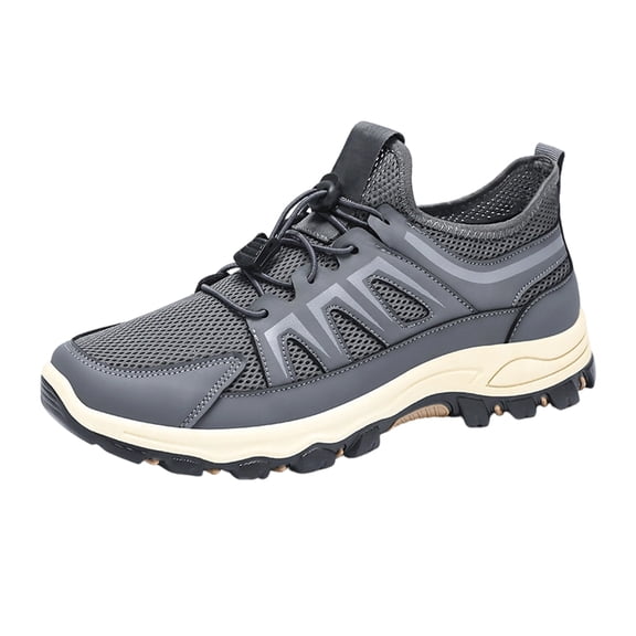 LTTVQM Men’s Athletic Running Shoes Mesh Breathable Soft Sole Hiking Running Sneakers Outdoor Comfortable Thick Sole Non-Slip Trail Walking Shoes Gray 41(US-8.5)