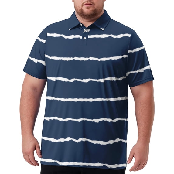 LTTVQM Men's Big & Tall Fine Cutting Tartan Golf Shirt Short Sleeve Collared Quick Dry Golf Apparel Blue XL