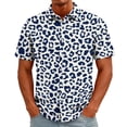 thumbnail image 1 of LTTVQM Men's Blouse Lapel Neck Multi Leopard Zebra Pattern Short Sleeve Shirt Light Full Button Travel Daily Leisure Tops White S, 1 of 6