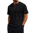 thumbnail image 1 of LTTVQM Men's Blouse Three Button Henley Short Sleeve Tee Soft Lightweight Indoor Rest Summer Casual Tops Black 2XL, 1 of 5
