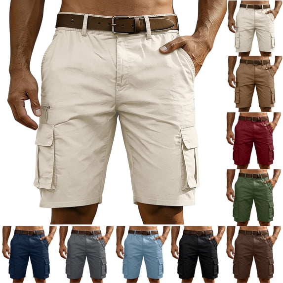 LTTVQM Men's Cargo Shorts Casual Hiking Workout Lightweight with Multi Pockets Casual Golf Outdoor Work Shorts White 3XL