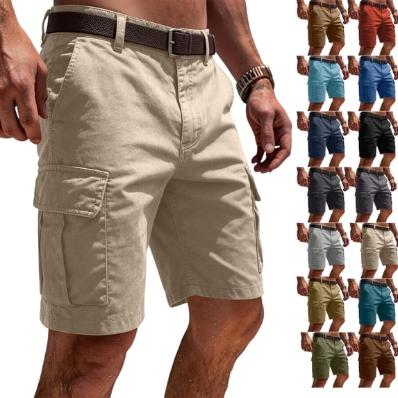 LTTVQM Men's Cargo Shorts Hiking Lightweight Multi Pockets Casual Golf Outdoor Hunting Travel Fishing Work Shorts Beige 2XL