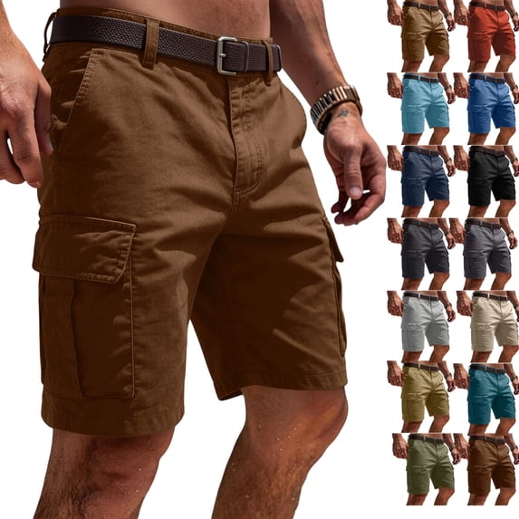 LTTVQM Men's Cargo Shorts Hiking Lightweight Multi Pockets Casual Golf Outdoor Hunting Travel Fishing Work Shorts Brown 3XL