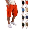 thumbnail image 1 of LTTVQM Men's Cargo Shorts Lightweight Casual Cotton Drawstring Short Elastic Waist Work Running Hiking Shorts with Multi Pockets Saffron S, 1 of 9