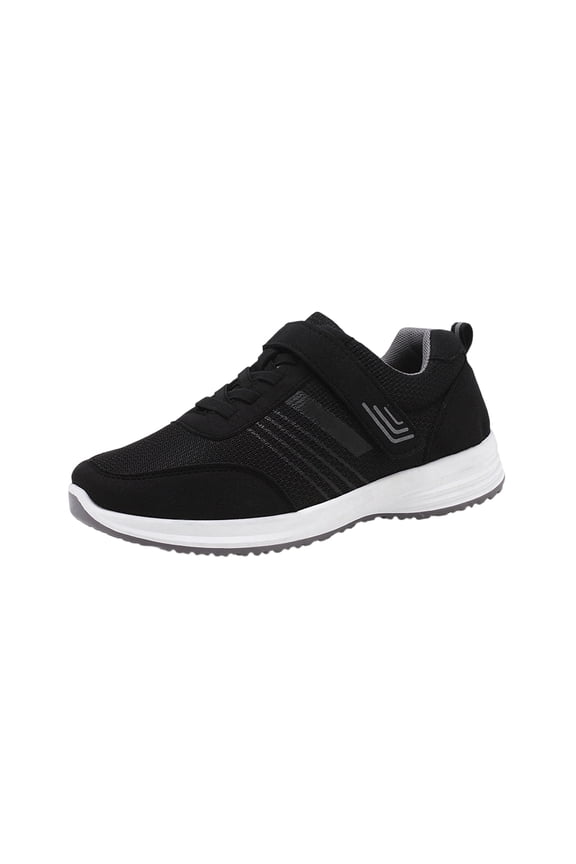 Men's Casual Comfort Walking Shoes Ultralight Flats Non-Slip Hook & Loop Fashion Sneakers Summer Running Breathable Soft Shoes Black 39(US-7.5)