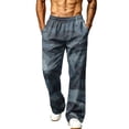 thumbnail image 1 of LTTVQM Men's Casual Outdoor Camo Trousers All Purpose Digital Pixel Camo All Over Digital Print Lightweight Breathable Summer Beach Full Length Pants Blue 3XL, 1 of 7