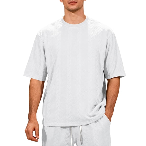 LTTVQM Men's Casual Short Sleeve T-Shirt Loose Fit Crew Neck Soft Cotton Summer Daily Basic Tee Shirts White L