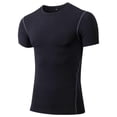 thumbnail image 1 of LTTVQM Men's Compression Shirts Short Sleeve Athletic Workout Tops Quick Dry T Shirt Summer Comfort Base Layer Undershirt Black L, 1 of 4