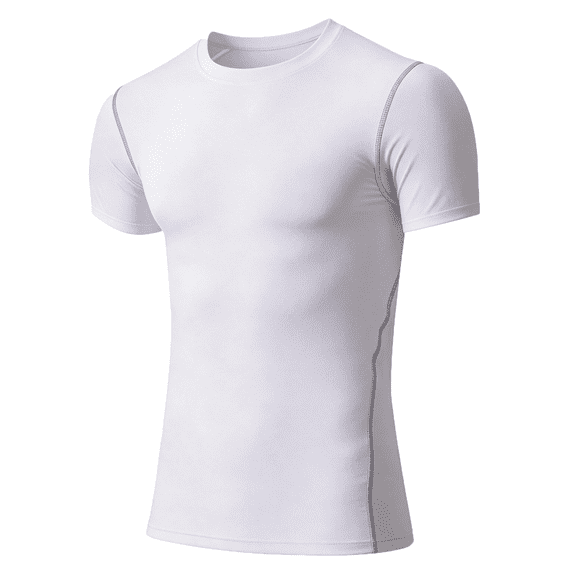 LTTVQM Men's Compression Shirts Short Sleeve Athletic Workout Tops Quick Dry T Shirt Summer Comfort Base Layer Undershirt White XL