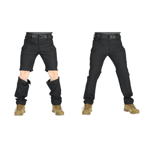 LTTVQM Men's Detachable Convertible Cargo Pants Adjustable Waist Button Placket Breathable Ripstop Multi Pocket Outdoor Quick Dry Pants Black 3XL