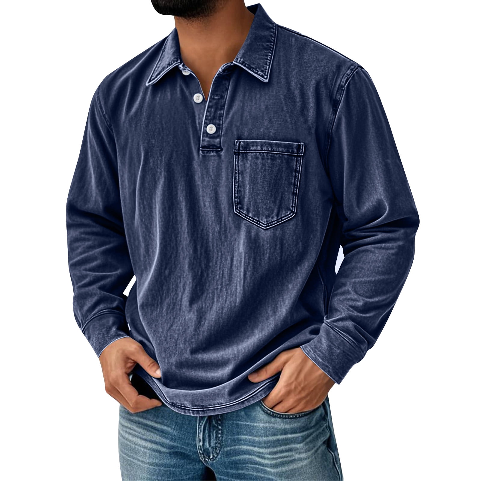 LTTVQM Men's Fall Fashion Retro Washed Distressed Cotton Lapel Long ...
