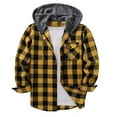 thumbnail image 1 of LTTVQM Men's Flannel Hoodie Shirts Casual Button Down Plaid Shirt Jackets for Men Long Sleeve Stylish Hooded with Pocket Yellow L, 1 of 3