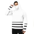 thumbnail image 1 of LTTVQM Men’s Full Coverage Breathable Sun Protection Hooded Pullover Clean Two Tone Striped Print Integrated Face Gaiter Light Cooling Outdoor Hiking Shirt White 2XL, 1 of 6