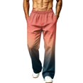 thumbnail image 1 of LTTVQM Men's Gradient Wide Leg Pants Casual Ombre Fade Loose Fit Side Hand Pockets Elastic Waist Summer Beach Outdoor Pants Hot Pink S, 1 of 7