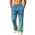 thumbnail image 1 of LTTVQM Men's Gradient Wide Leg Pants Outdoor Adventure Ombre Fade Adjustable Drawstring Big Side Storage Pockets Summer Casual Wide Leg Pants Turquoise 2XL, 1 of 7