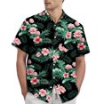 thumbnail image 1 of LTTVQM Men's Hawaiian Shirt Short Sleeve Tropical Casual Beach Button Down Pocket Shirts Floral Print Summer Vacation Stretch Lounge Tops Black L, 1 of 4