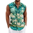 thumbnail image 1 of LTTVQM Men's Hawaiian Shirts 2026 Summer Beach Sleeveless Button Down Shirt Casual Loose Tropical Print Tee Holiday Outfit Vermilion XL, 1 of 5