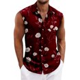 thumbnail image 1 of LTTVQM Men's Hawaiian Shirts 2026 Summer Beach Sleeveless Button Down Shirts Casual Tropical Print Tee Holiday Clothing Vermilion XL, 1 of 5
