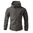 thumbnail image 1 of LTTVQM Men's Hooded Waterproof Jacket Camo Lightweight Soft Shell Outdoorcoat Hiking Travel Gray L, 1 of 4