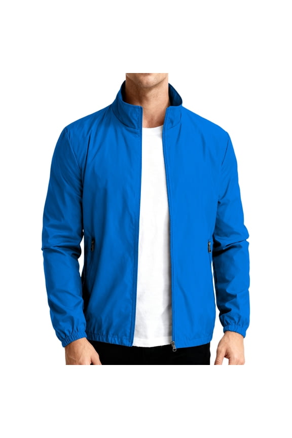 Men's Lightweight Bomber Jacket Causal Fashion Stylish Windbreaker Light Jacket Royal Blue 2XL