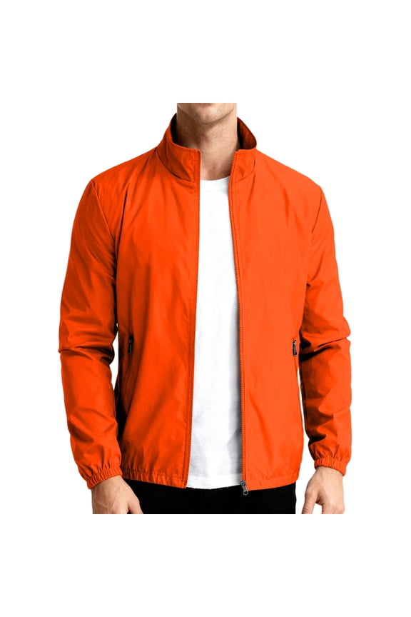 Men's Oversized Lightweight Jackets Casual Windbreaker Stylish Light Fall Spring Golf Work Dress Business Saffron M