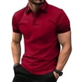 thumbnail image 1 of LTTVQM Men's Polo Shirts 2026 Short Sleeve 3 Buttons Soft Cotton Summer T-Shirts Outdoor Classic Fit Casual Performance Golf Shirts Red 3XL, 1 of 4