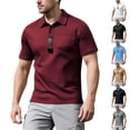 thumbnail image 1 of LTTVQM Men's Polo Shirts Short Sleeve 2026 Summer Loose Fit Casual Work Golf Shirts Lightweight Collared T-Shirts with Pocket Wine M, 1 of 6