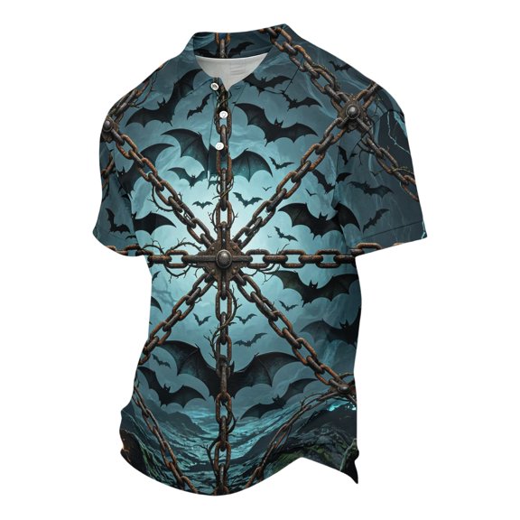 LTTVQM Men’s Printed Polo Short Sleeve Spooky Holiday Haunted Mansion Spider Web Pattern Casual Blouse For costume Gathering Black 2XL
