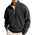 thumbnail image 1 of LTTVQM Men's Quarter Zip Pullover Mock Neck Lightweight Sweatshirt Long Sleeve Polo Shirt Business Casual Pullover Top Black S, 1 of 3