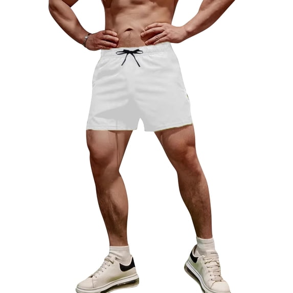 LTTVQM Men's Running Shorts 2026 Summer Lightweight Hiking Shorts with Pockets for Workout Athletic Gym White 4XL