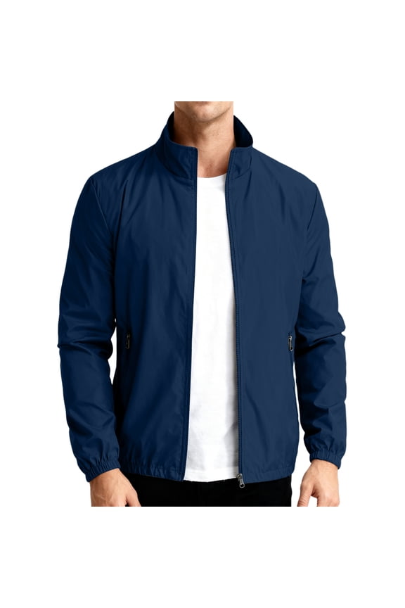 Men's Shell Windbreaker Jackets Bomber Fashion Stylish Lightweight Spring Fall Winter Casual Coat Dark Blue L