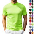 thumbnail image 1 of LTTVQM Men's Short Sleeve Shirts Mock Neck Casual Tops Stylish Slim Fit Pullover Solid Basic Tee Mens T-Shirts Fluorescent Green S, 1 of 7