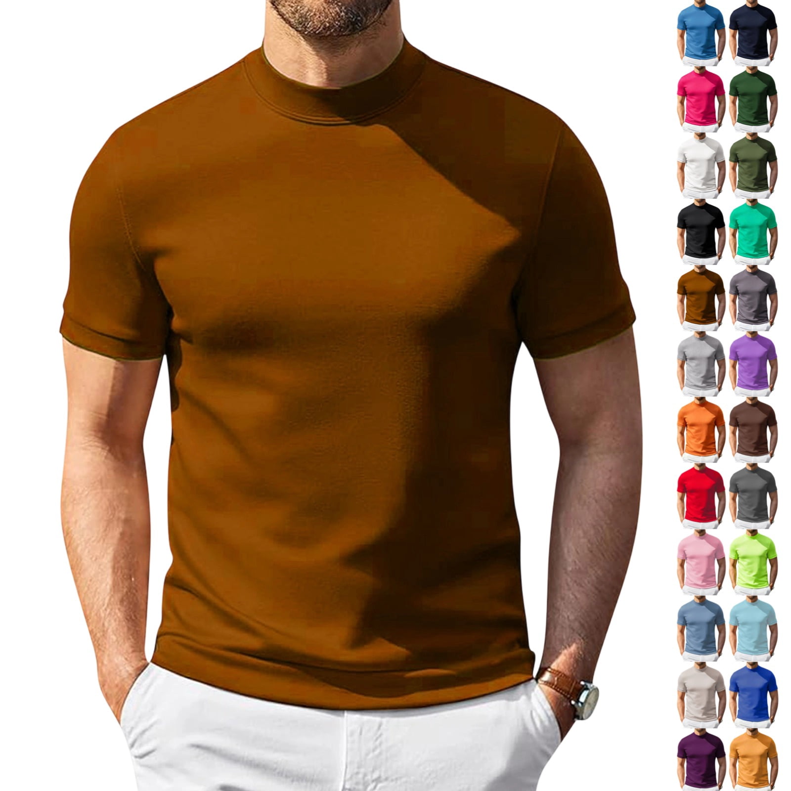 LTTVQM Men's Short Sleeve Shirts Mock Neck Casual Tops Stylish