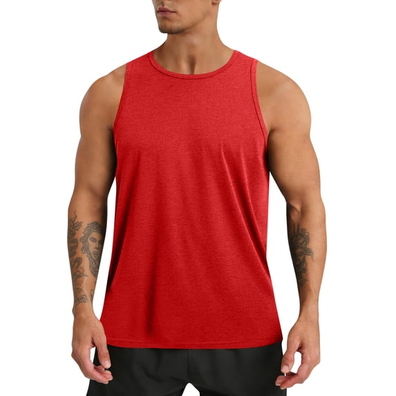 LTTVQM Men's Tank Tops 2026 Summer Quick Dry Loose Fit Workout Muscle Sleeveless Shirts for Gym Beach Running Red 2XL