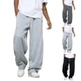 thumbnail image 1 of LTTVQM Men's Wide Leg Loose Sweatpants Open Bottom Drawstring Workout Gym Baggy Pants Light Gray 2XL, 1 of 5