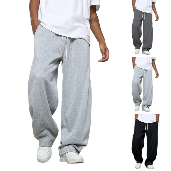 LTTVQM Men's Wide Leg Loose Sweatpants Open Bottom Drawstring Workout Gym Baggy Pants Light Gray 2XL