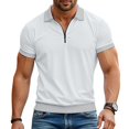 thumbnail image 1 of LTTVQM Men's Zipper Polo Shirts Spring Summer Short Sleeve Casual Shirt Athletic Work Classic Golf Tops White L, 1 of 4