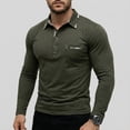 thumbnail image 1 of LTTVQM Mens 2026 Polo Shirts Lightweight Long Sleeve Casual Cotton T-Shirt Summer Button Golf Tee with Pocket Army Green XL, 1 of 4