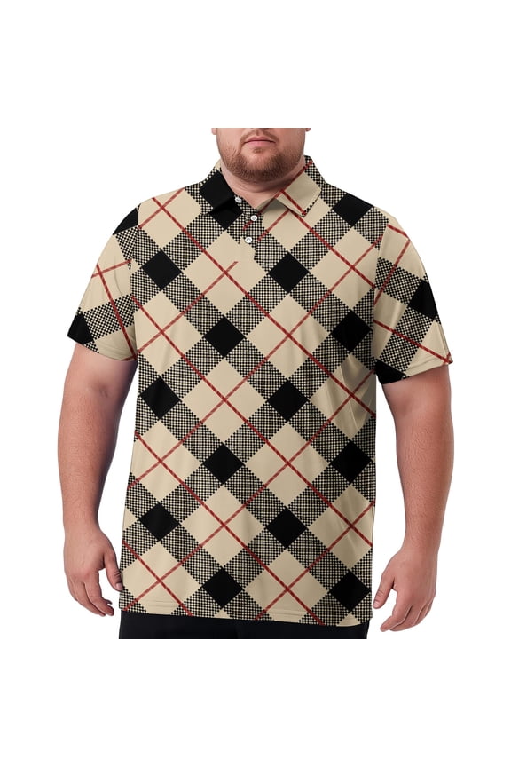 Mens All Year Round Plaid Button Shirt Big & Tall Short Sleeve Button Placket All Day Comfortable Wear Gray 4XL